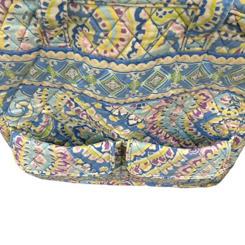 Vera Bradley Retired Capri Blue Large Quilted Paisley Shoulder Tote Bag - Picture 11 of 12